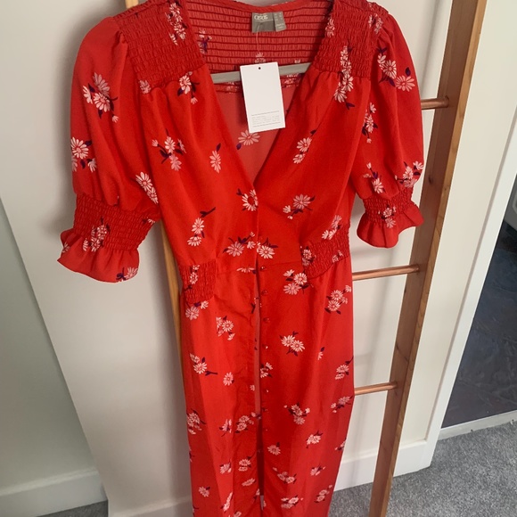 ASOS DESIGN button through maxi tea dress with shirred waist in floral print - Picture 1 of 7